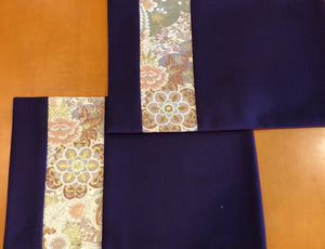 Off white to gold silver thread auspicious motifs (woven textile Obi)