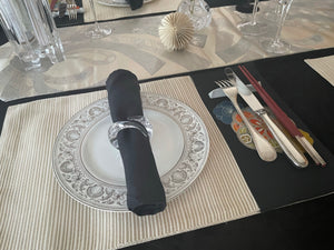 Black & Silver/Gold Placemats with Colour-dyed Accents