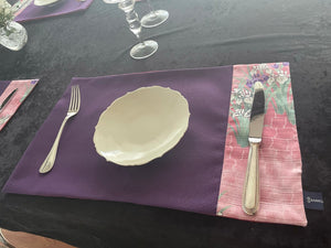 Mauve Placemats with Iris Flowers-on-pink Facings