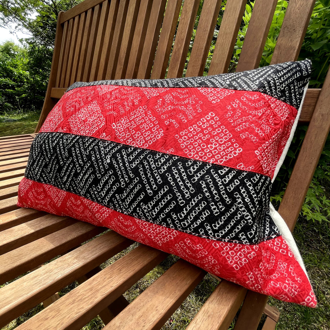 Dappled Shibori Pillow Cover in Red and Black