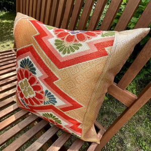 Silk Pillow Cover with a Floral Diamond & Pine Pattern