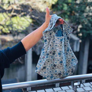 Reusable Shopping Bag made of Vintage Kimono Fabric - Small
