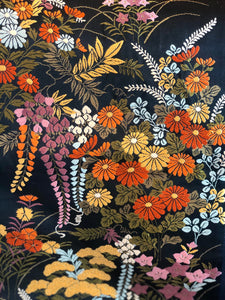 Vintage Obi Belt with Seasonal Embroidered Flowers