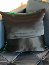 Load image into Gallery viewer, Decorative Green and Gold Pillow cover with Kikko-tsunagi pattern
